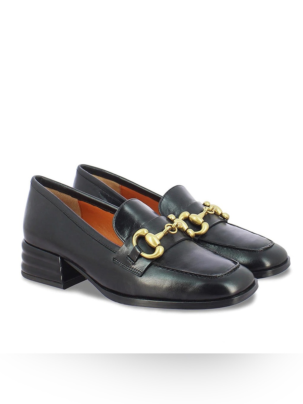 SAINT G Jenny Black Leather Horsebit Block Heel Loafers Size 8 NWOT